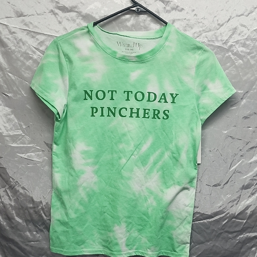 Wound Up Green Tie Dye T Shirt Not Today Pinchers Juniors XXS NWT